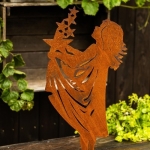 Edelrost Gartendeko, Mädchen mit Sternen auf Platte Gartendekoration rostige Deko XXL